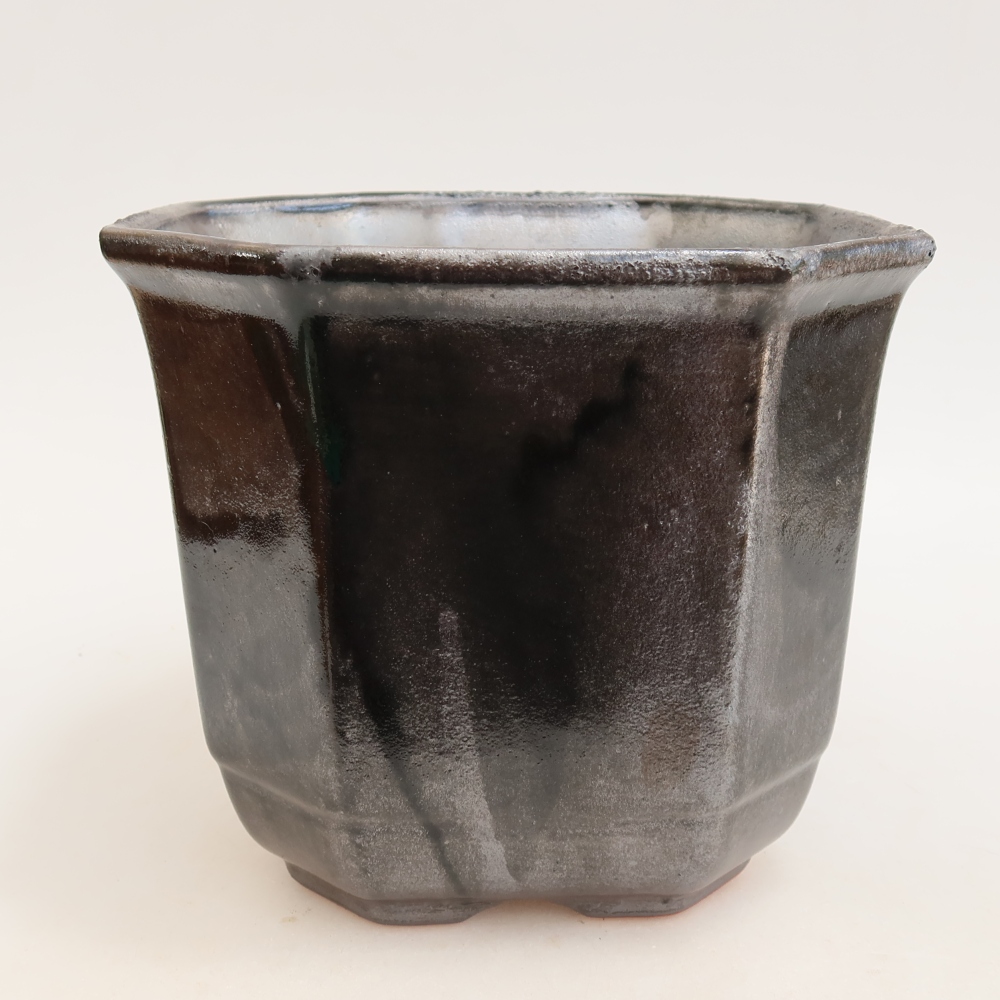 Keramik-Bonsai-Schale 17,5 x 17,5 x 15,5 cm, metallfarben