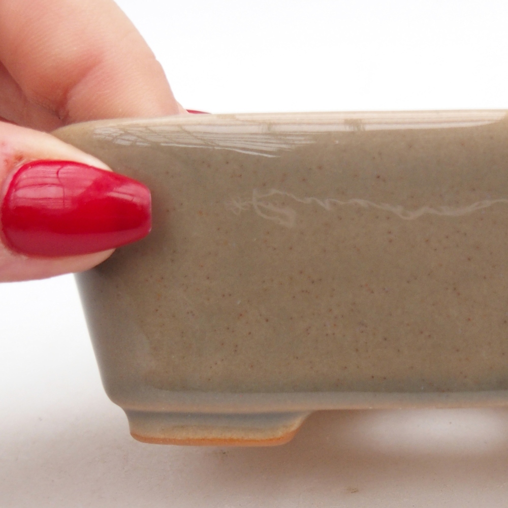 Bonsaischale aus Keramik 10,5 x 8,5 x 4 cm, grau