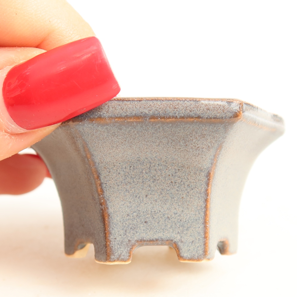 Keramik-Bonsai-Schale, 5,5 × 5 × 3 cm, Farbe: Grau