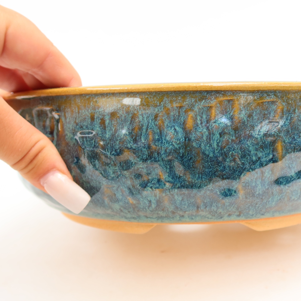 Keramik-Bonsai-Schale 23 x 23 x 7 cm, Farbe: Blau