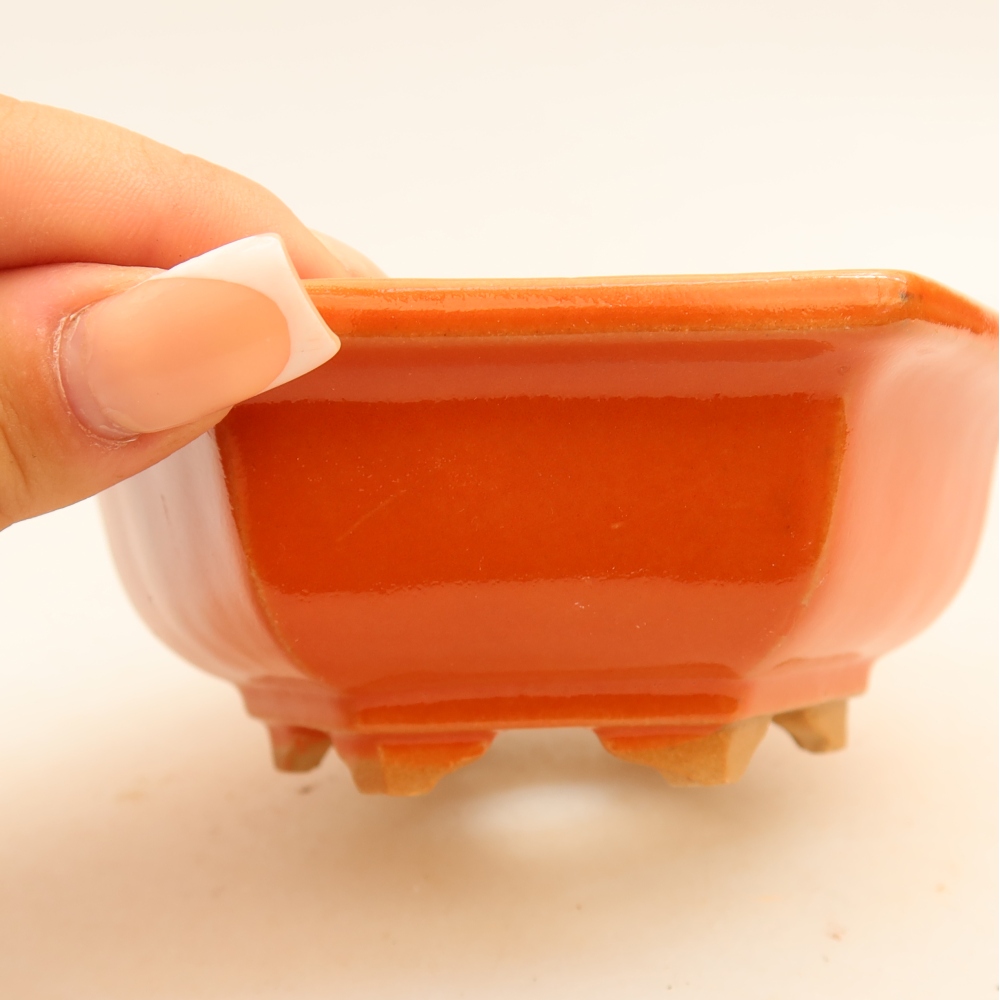 Keramik-Bonsai-Schale, 12 x 10,5 x 4 cm, Farbe: Orange
