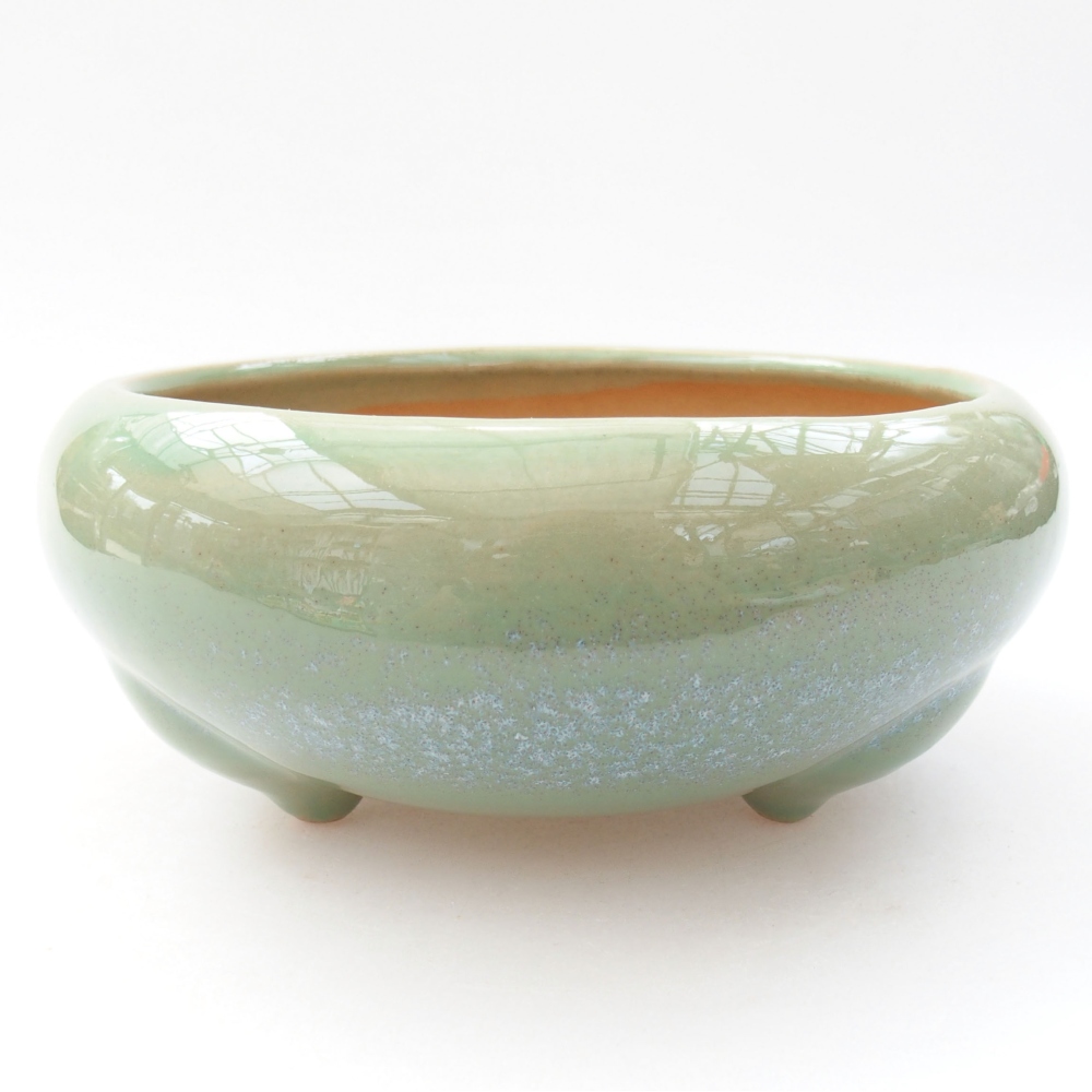 Keramik-Bonsaischale 14 x 14 x 7 cm, Farbe Grün