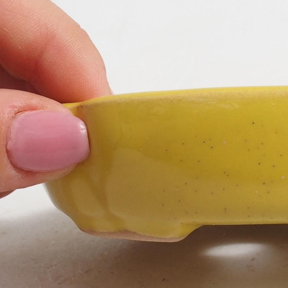 Keramik-Bonsaischale 11 x 11 x 3 cm, Farbe Gelb
