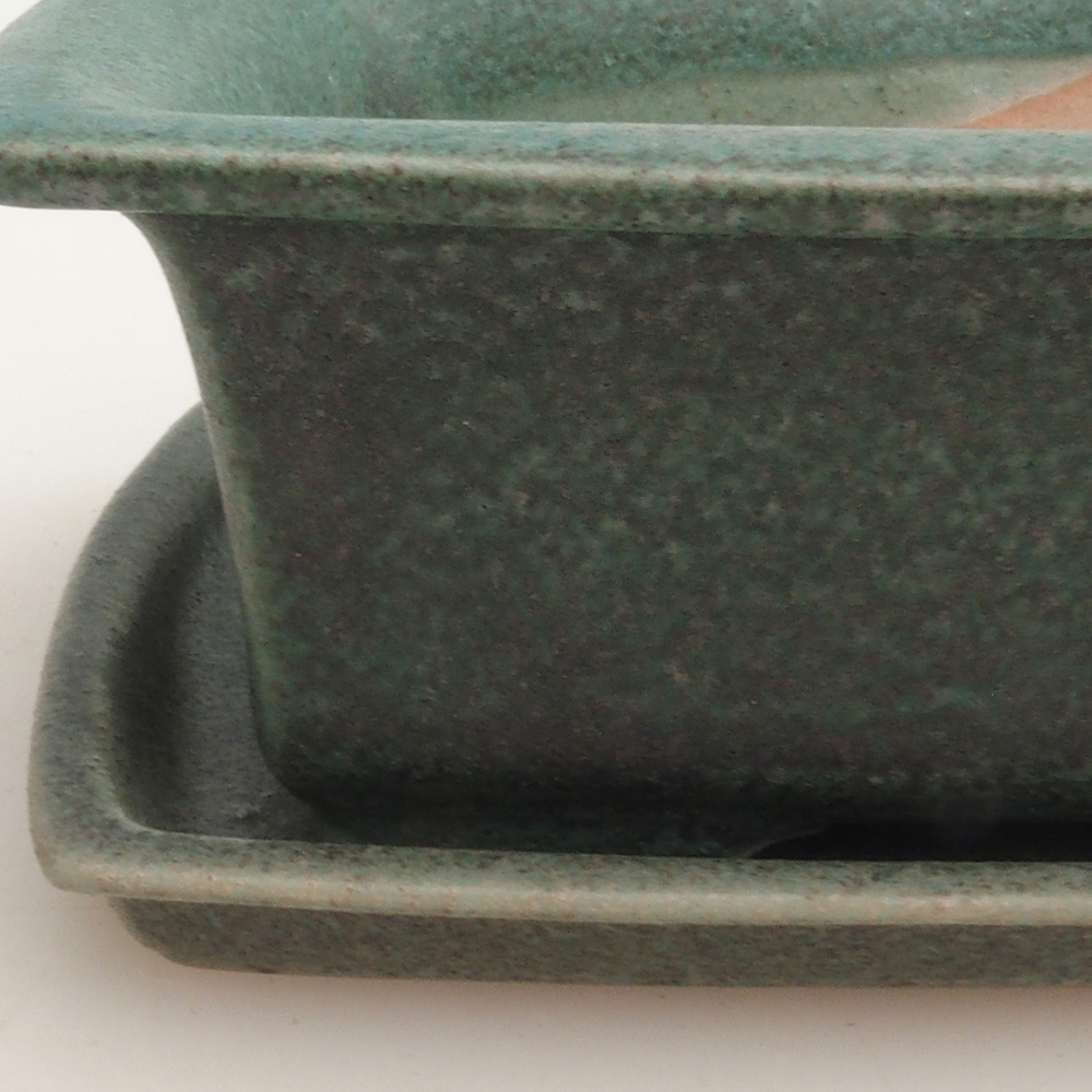 Bonsai-Schale + Untertasse H11 - 11,5 x 10 x 4 cm - Grün