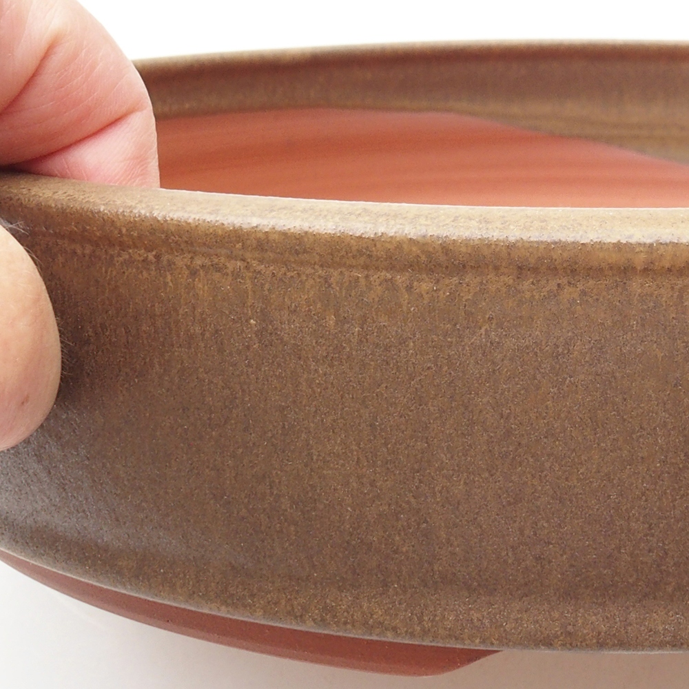 Keramik-Bonsaischale 25,5 x 25,5 x 5,5 cm, Farbe Braun