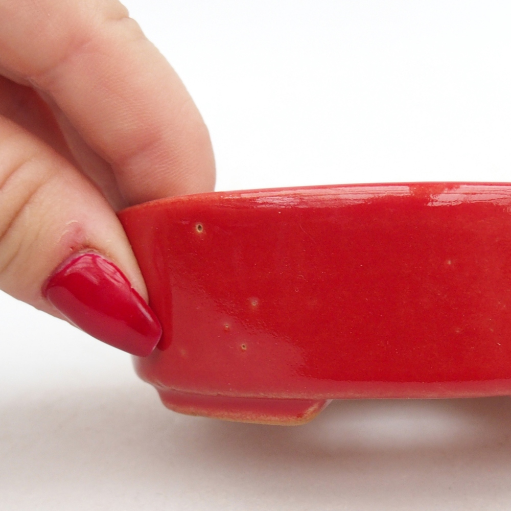 Bonsaischale aus Keramik 9,5 x 8 x 3 cm, Farbe rot