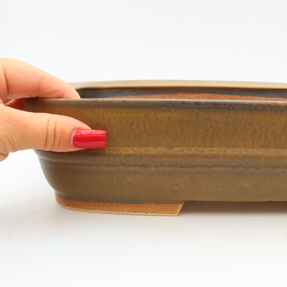 Keramik-Bonsai-Schale, 30 x 24,5 x 7,5 cm, Farbe: Braun