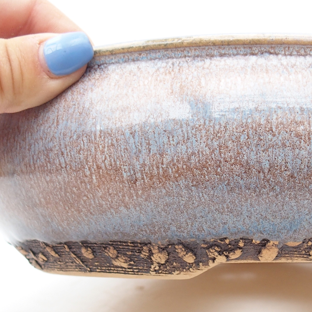Keramik-Bonsaischale 22 x 22 x 7 cm, Farbe blau