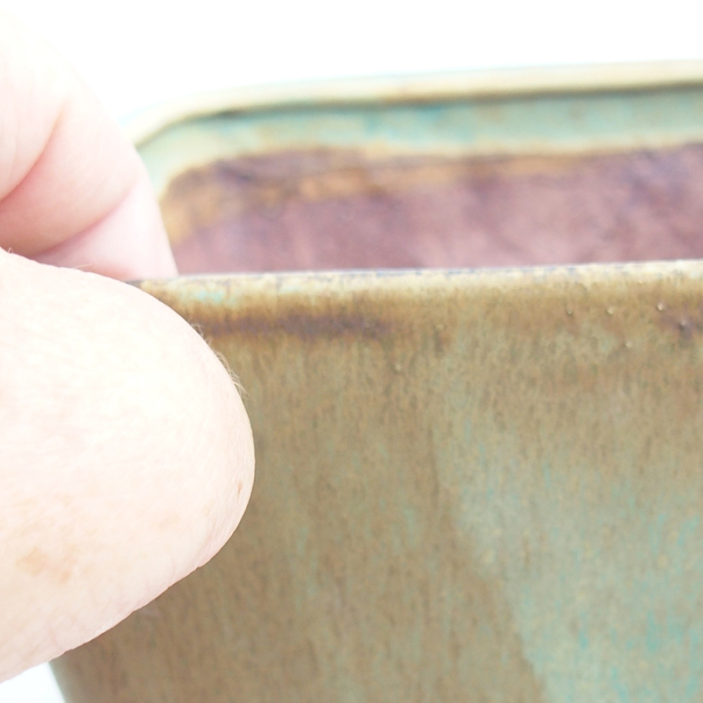 Bonsaischale aus Keramik 15 x 15 x 9,5 cm,  Farbe Grün