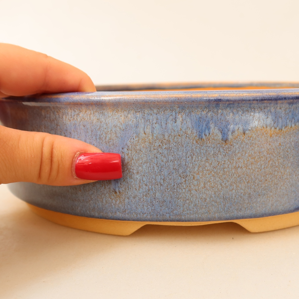 Keramik-Bonsai-Schale 23 x 23 x 6,5 cm, Farbe: Blau