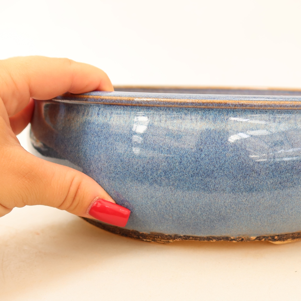 Bonsaischale aus Keramik 24 x 24 x 8 cm, Farbe blau