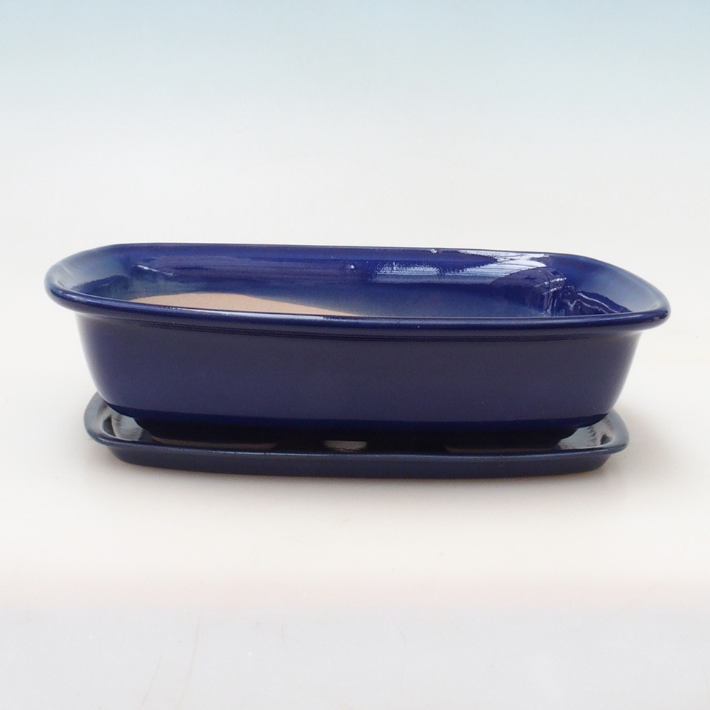 Bonsai-Schale + Unterschale H07 – 30 x 23 x 7,5 cm. – blau