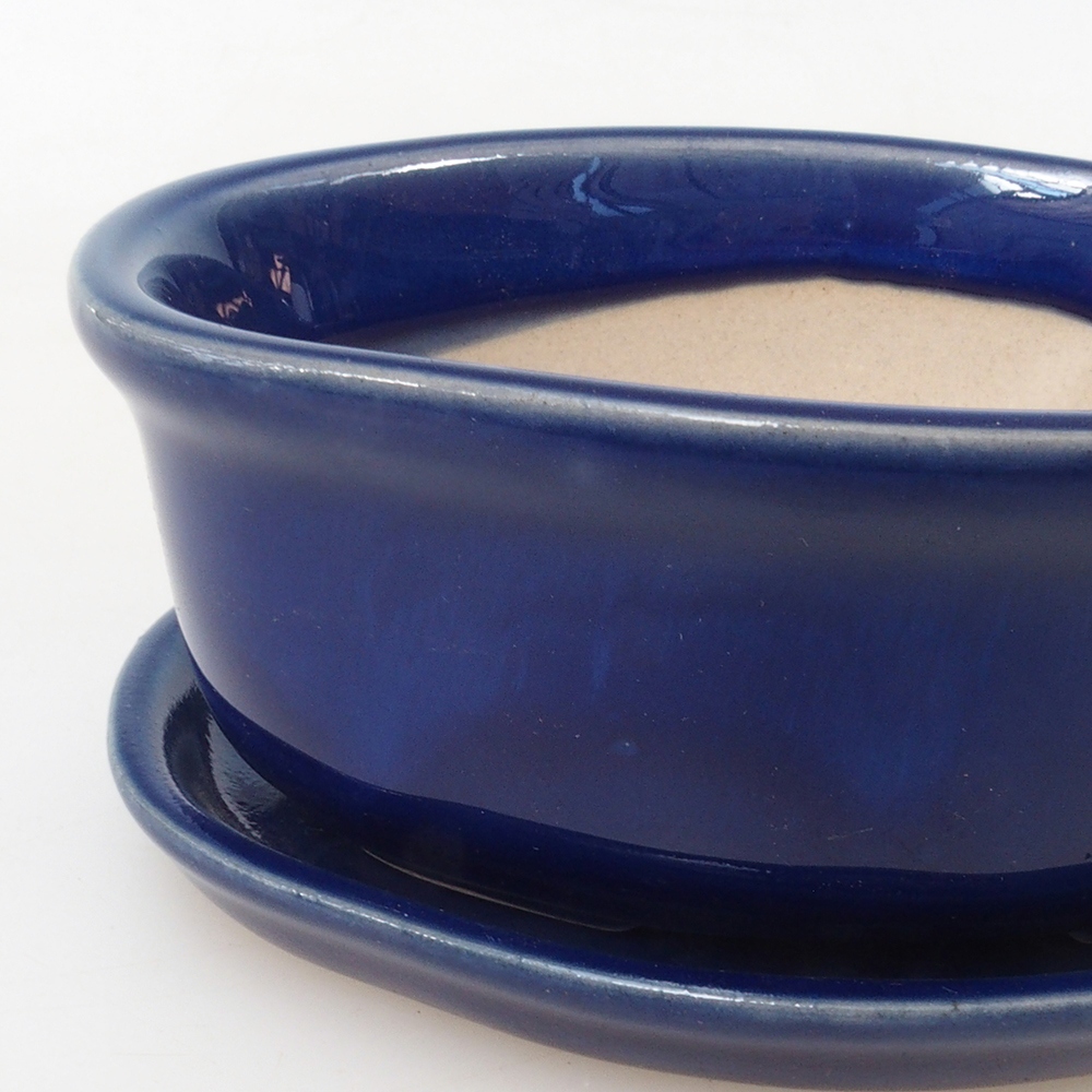 Bonsai-Schale + Unterschale H05 – 11 x 8 x 4 cm. – blau