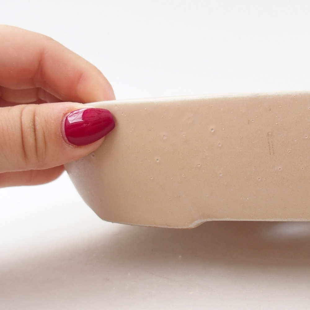 Keramik-Bonsaischale 22 x 17 x 4 cm, Farbe beige