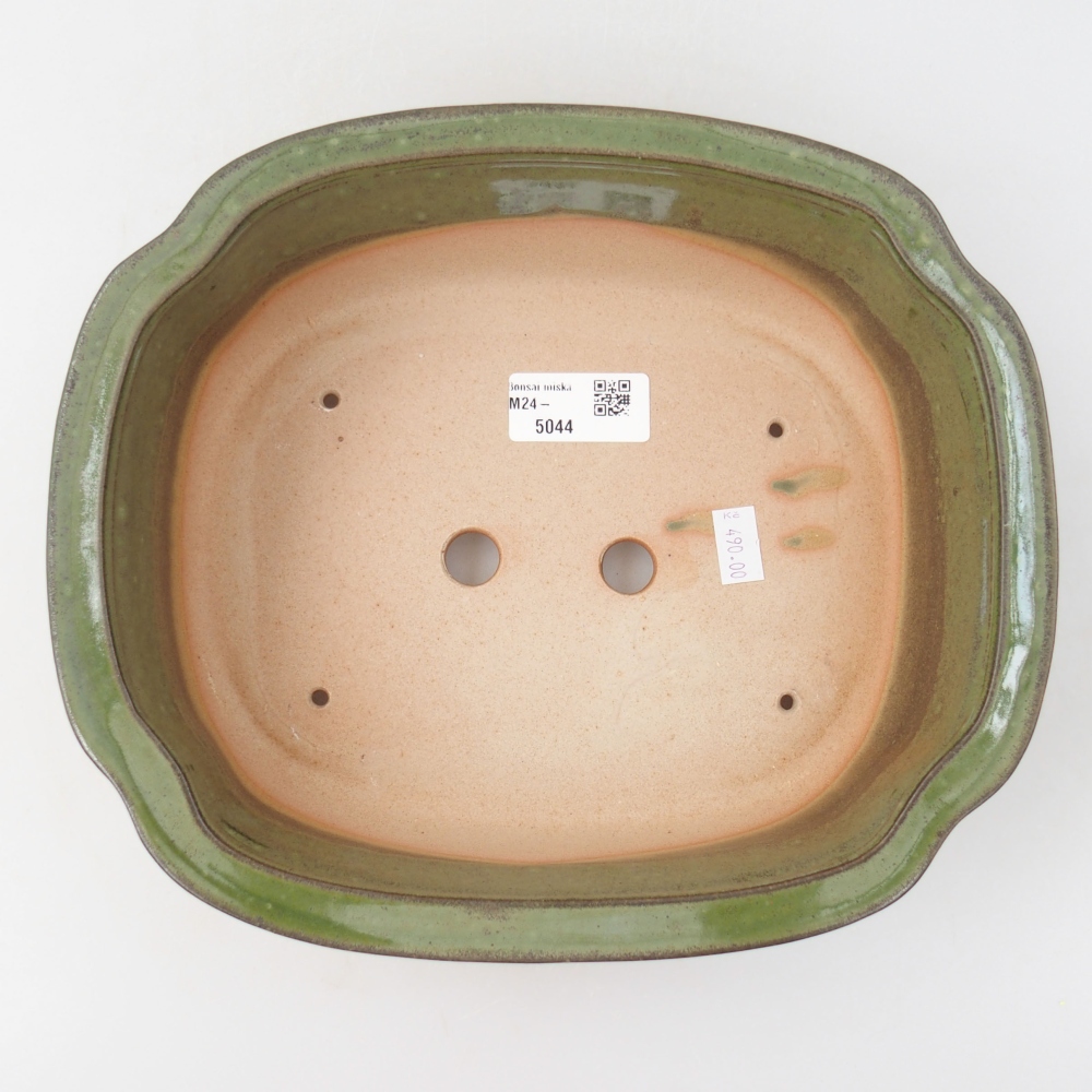 Keramik-Bonsaischale 24,5 x 21 x 7 cm, Farbe Grün