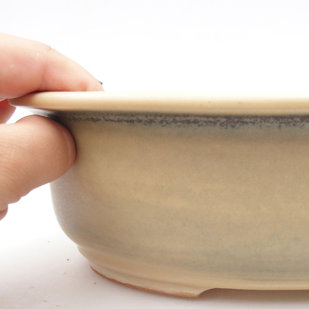 Keramik-Bonsaischale 23 x 19,5 x 7 cm, Farbe beige