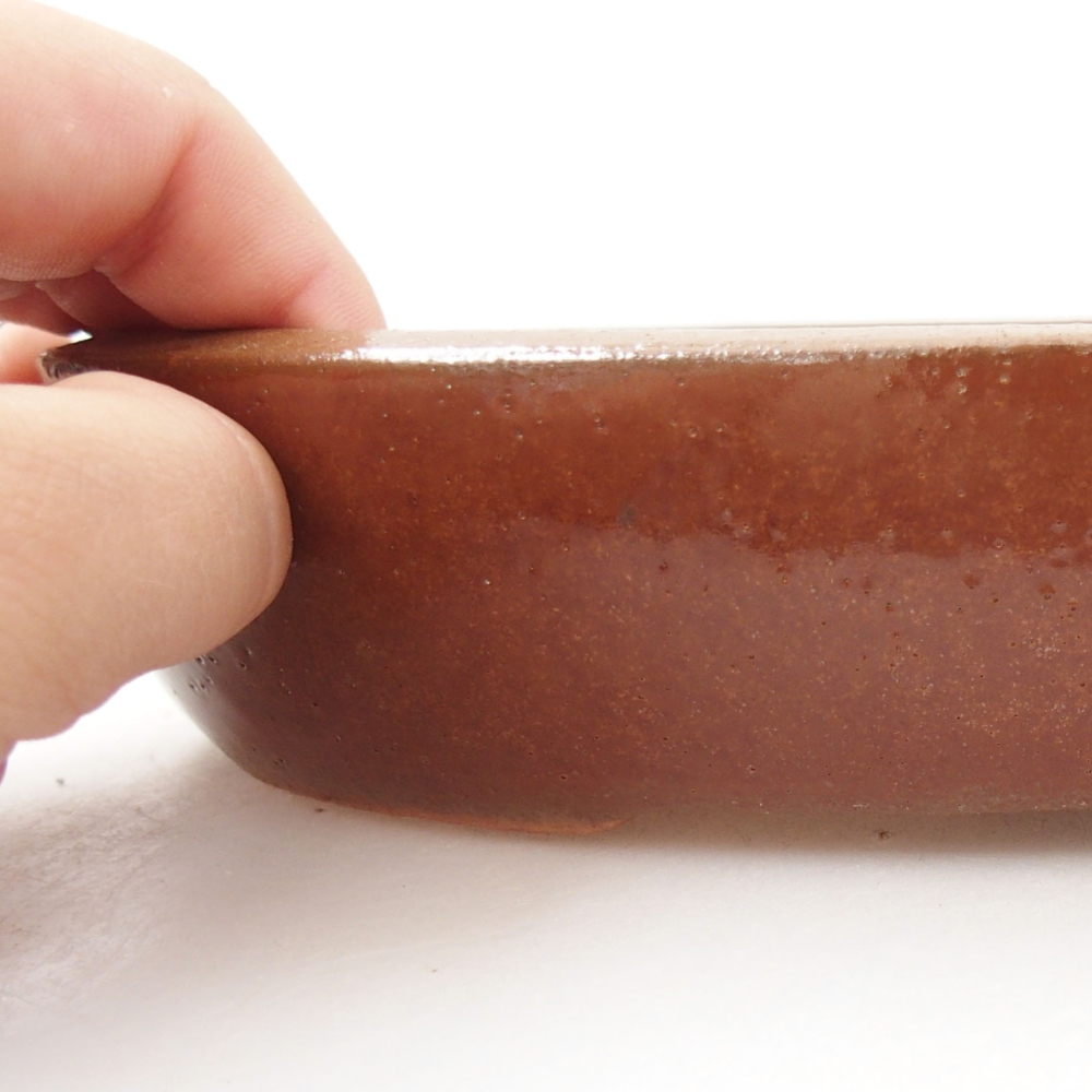 Keramik-Bonsaischale 22 x 16,5 x 4 cm, Farbe braun