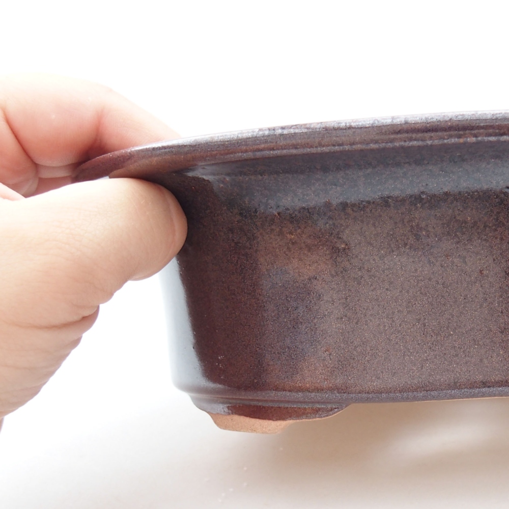 Keramik-Bonsaischale 19,5 x 16 x 6,5 cm, Farbe braun