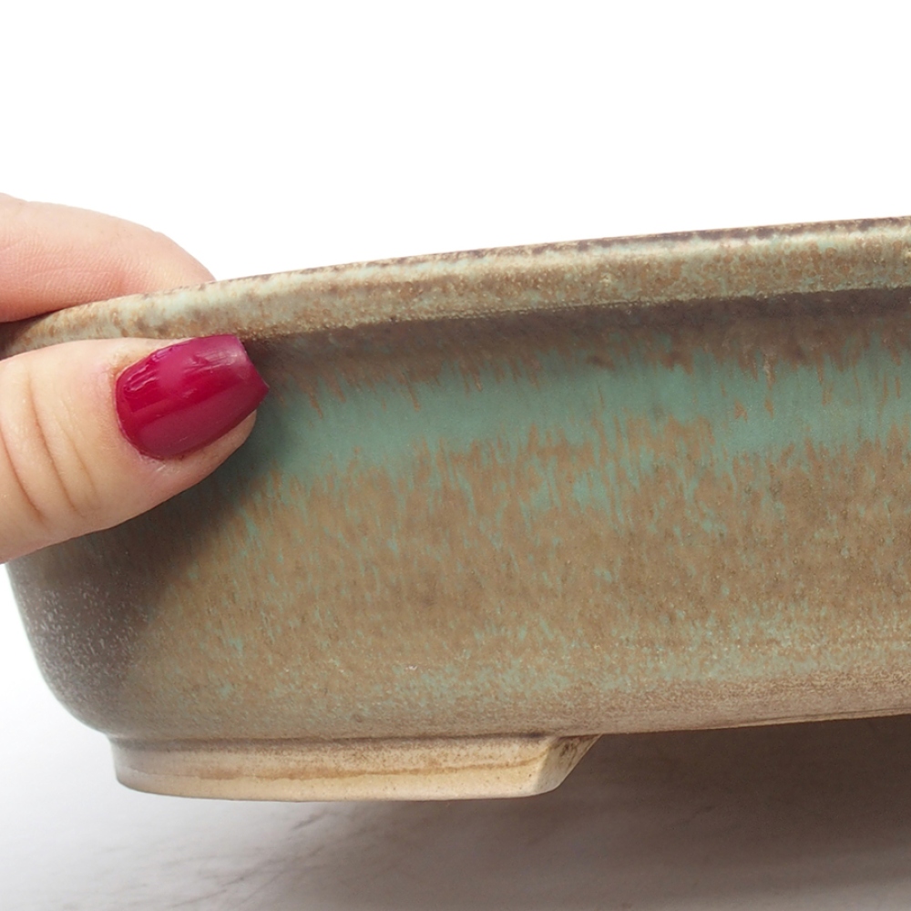 Keramik-Bonsaischale 29 x 25 x 6 cm, Farbe Grün