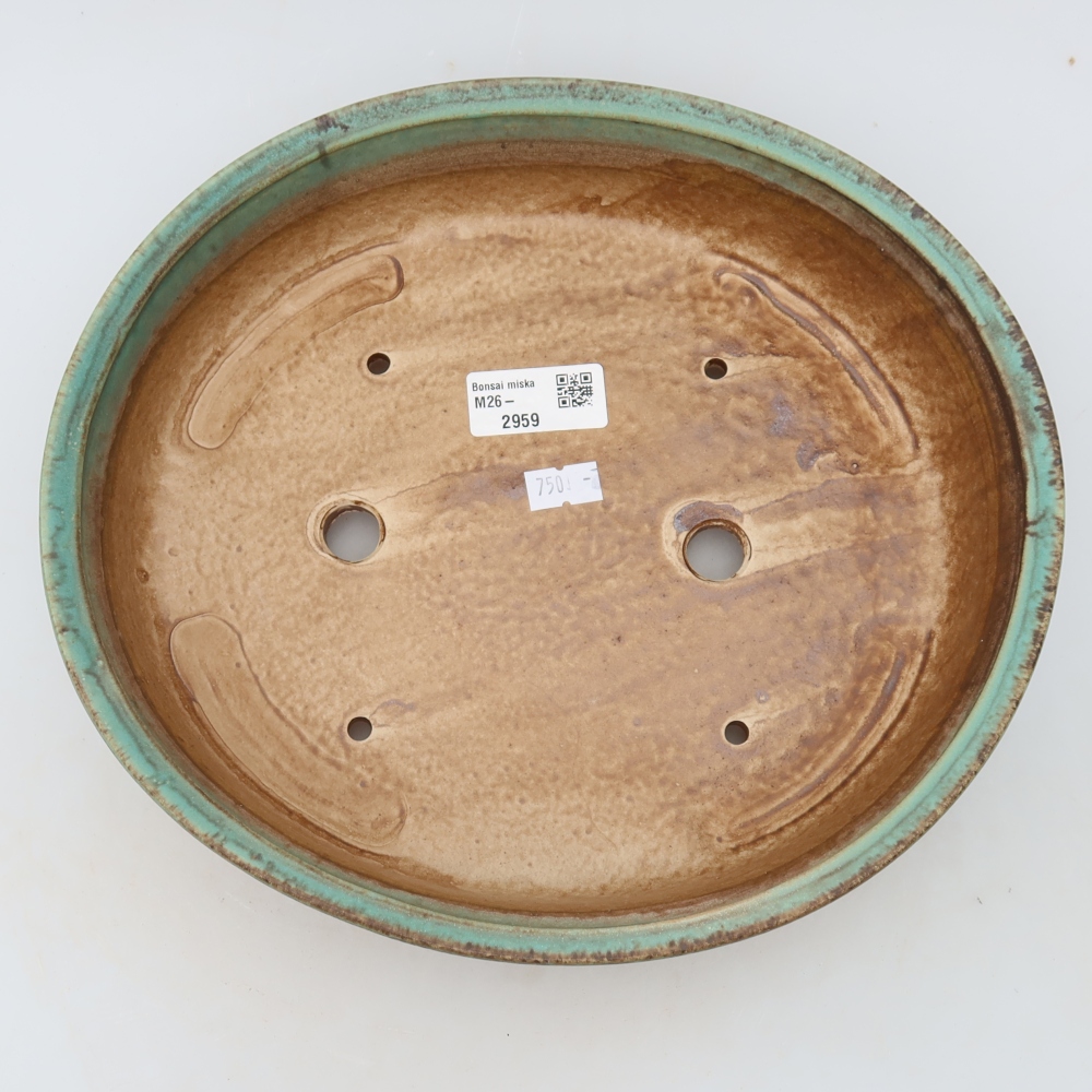 Keramik-Bonsai-Schale, 27 × 24 × 5,5 cm, Farbe: grün