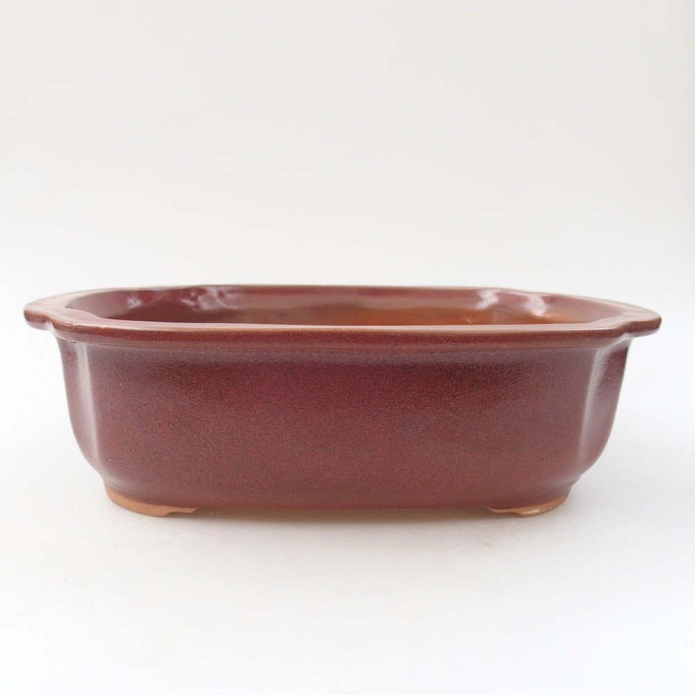 Keramik-Bonsaischale 24,5 x 21 x 7 cm, Farbe burgunder