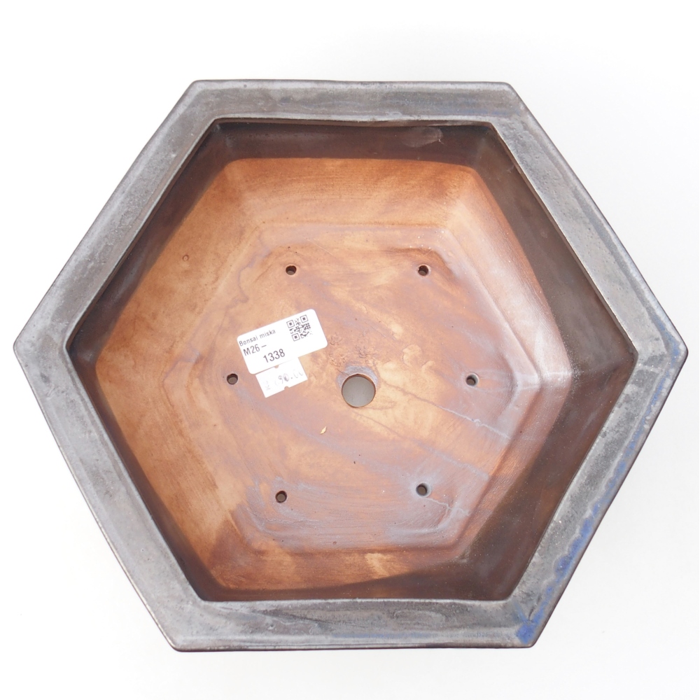 Bonsaischale aus Keramik 28 x 24,5 x 9 cm, Farbe blau-schwarz