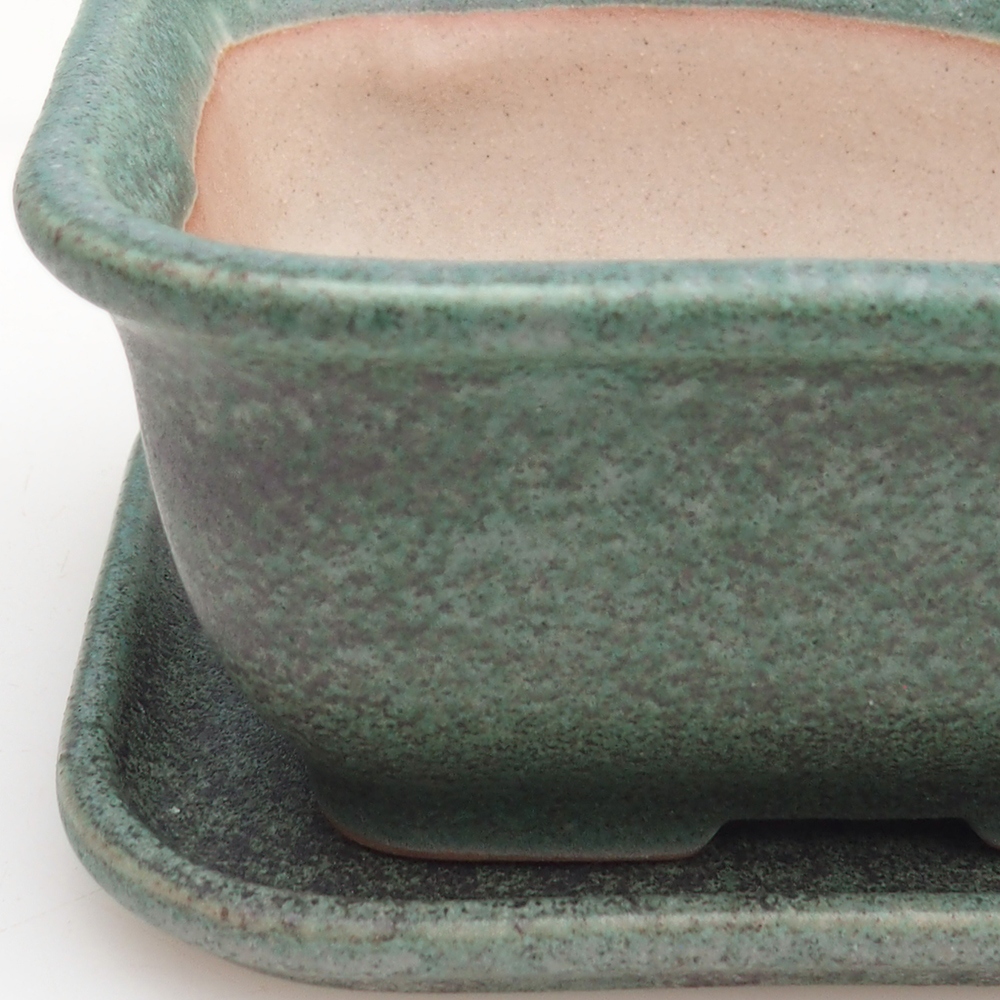 Bonsaischale + Untertasse H38 - 12 x 10,5 x 5 cm - grün