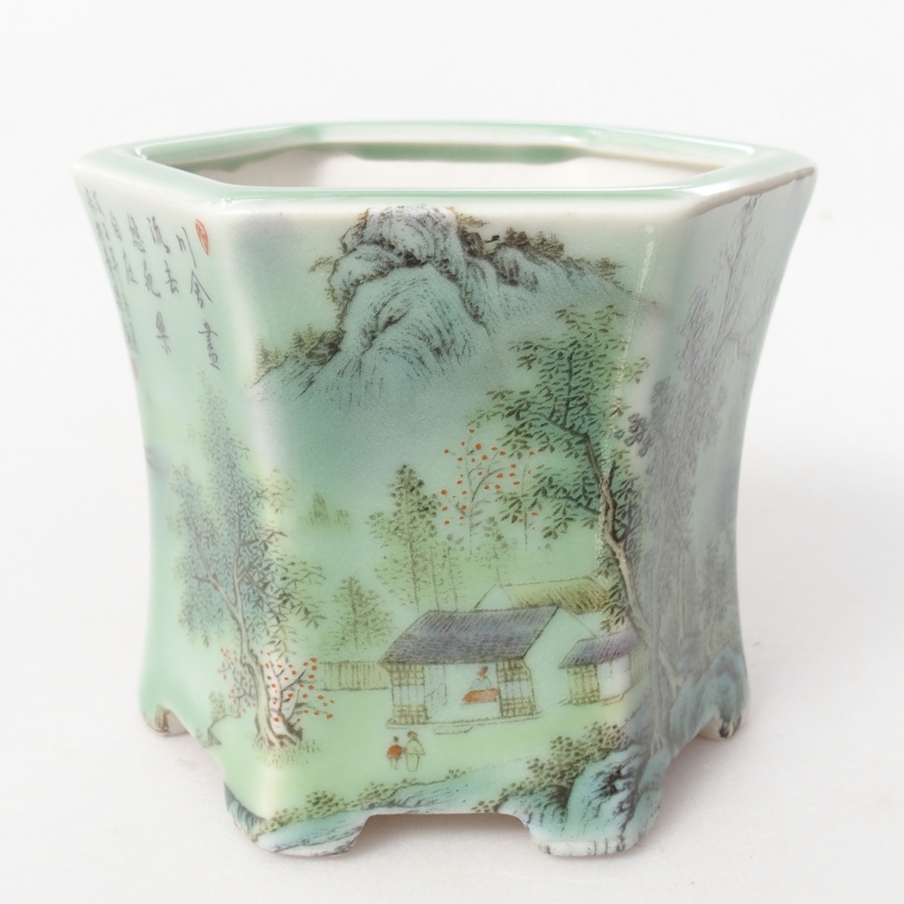 Bonsaischale aus Keramik 10,5 x 9,5 x 8,5 cm, grün