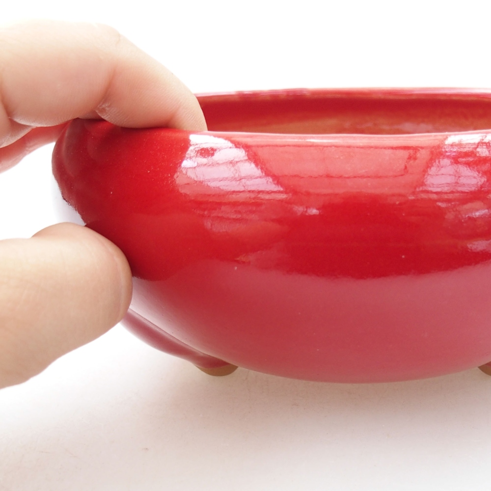 Keramik-Bonsaischale 14 x 14 x 7 cm, Farbe rot