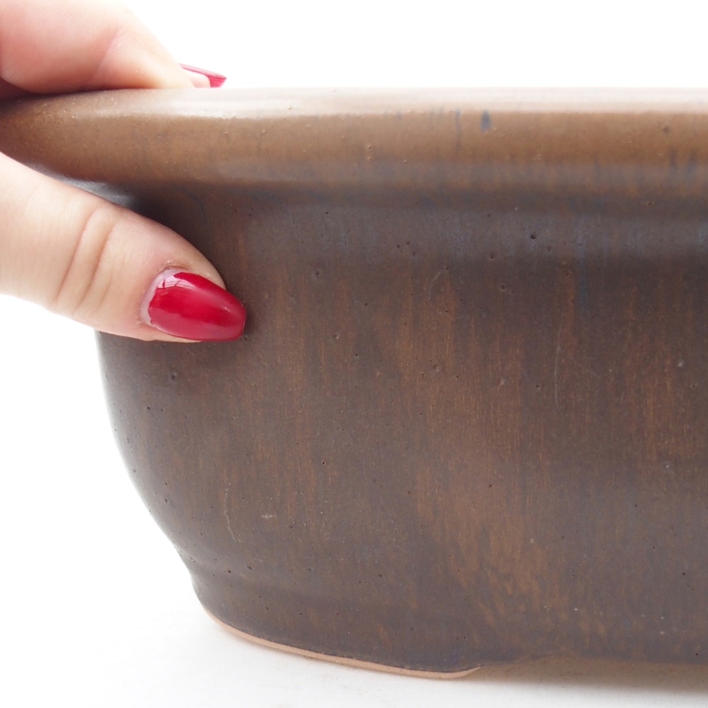 Bonsaischale aus Keramik 30 x 25 x 10 cm, braun