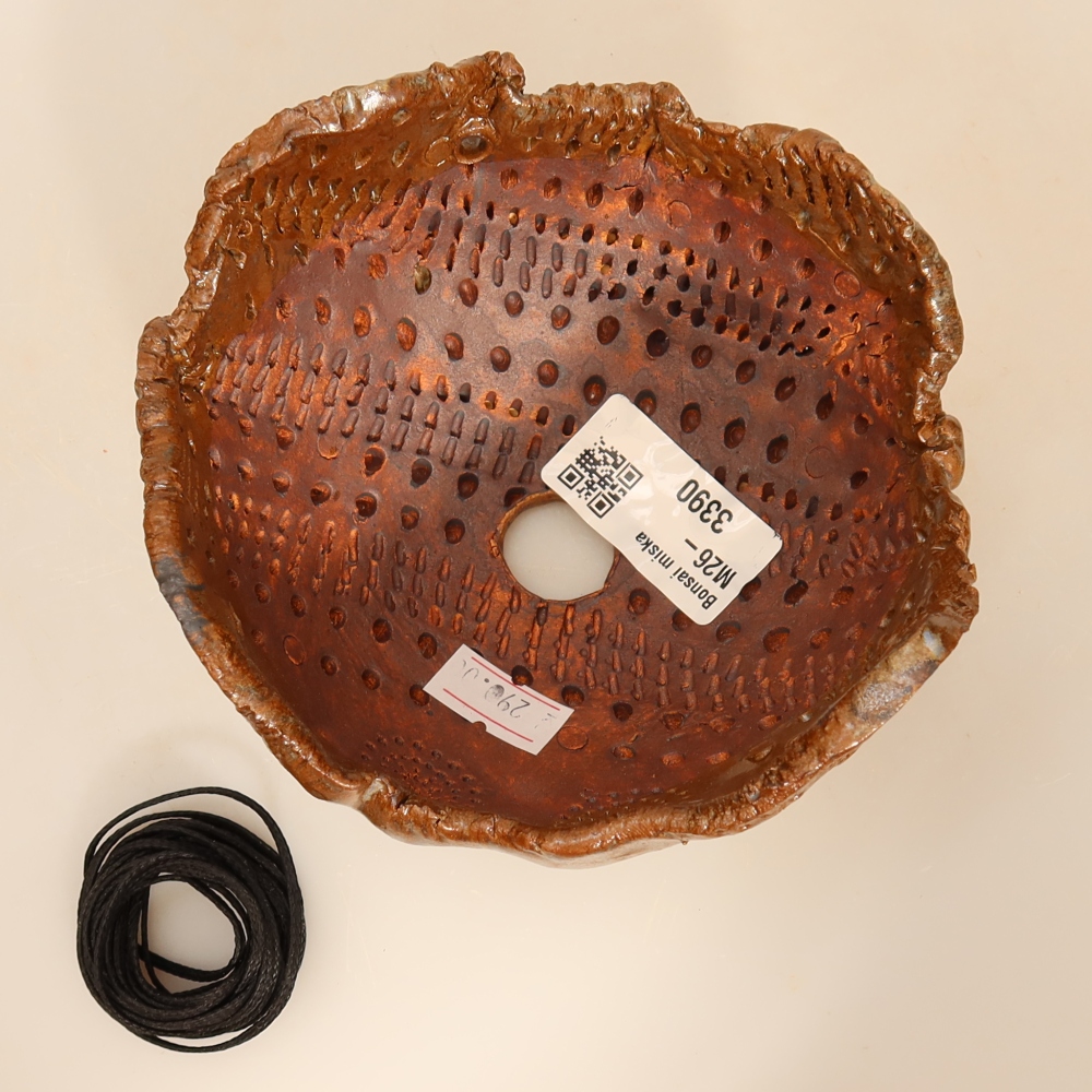 Keramikschale für Kokedama, 12,5 x 12 x 7,5 cm, Farbe: braun