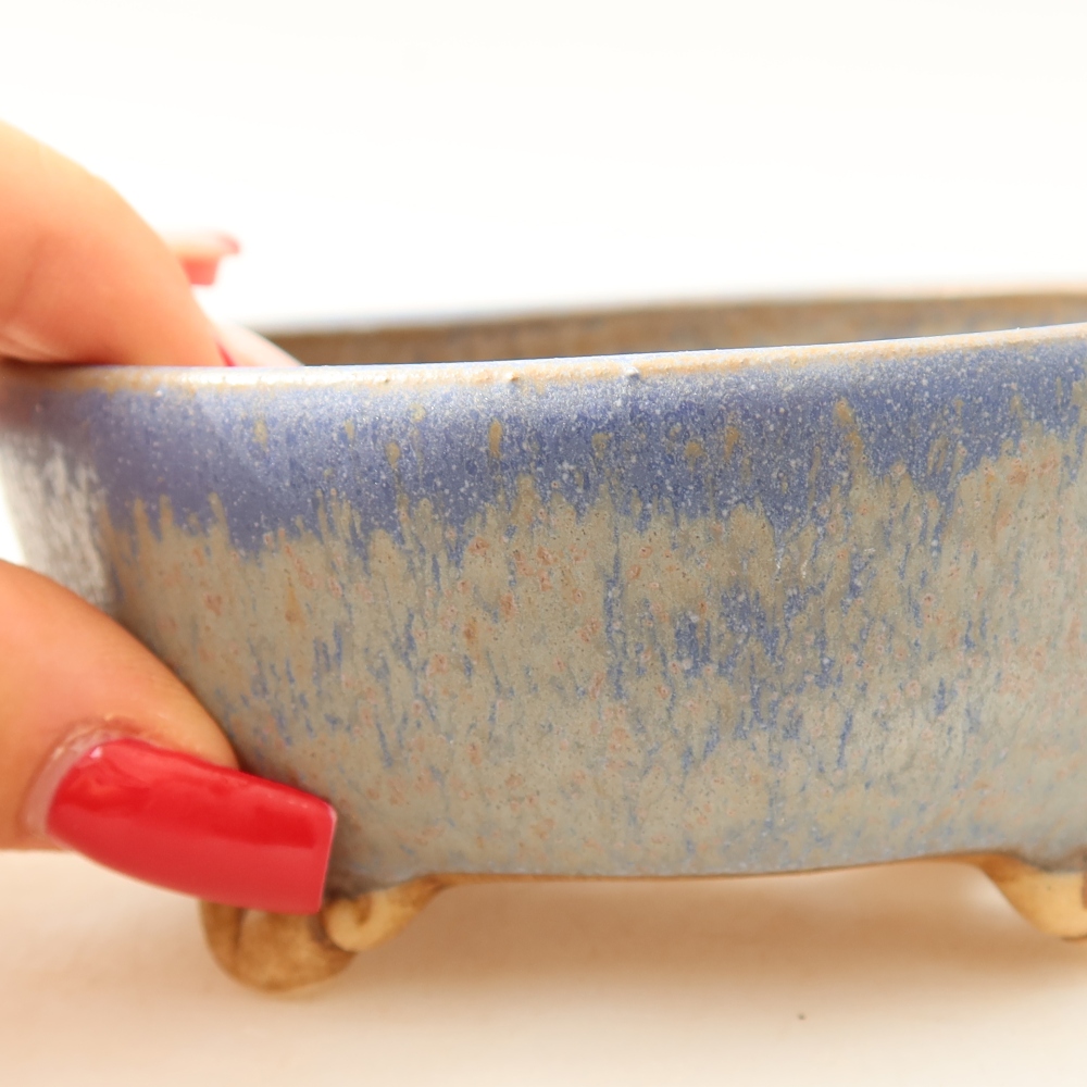 Keramik-Bonsai-Schale, 10,5 x 10,5 x 4 cm, Farbe: Blau
