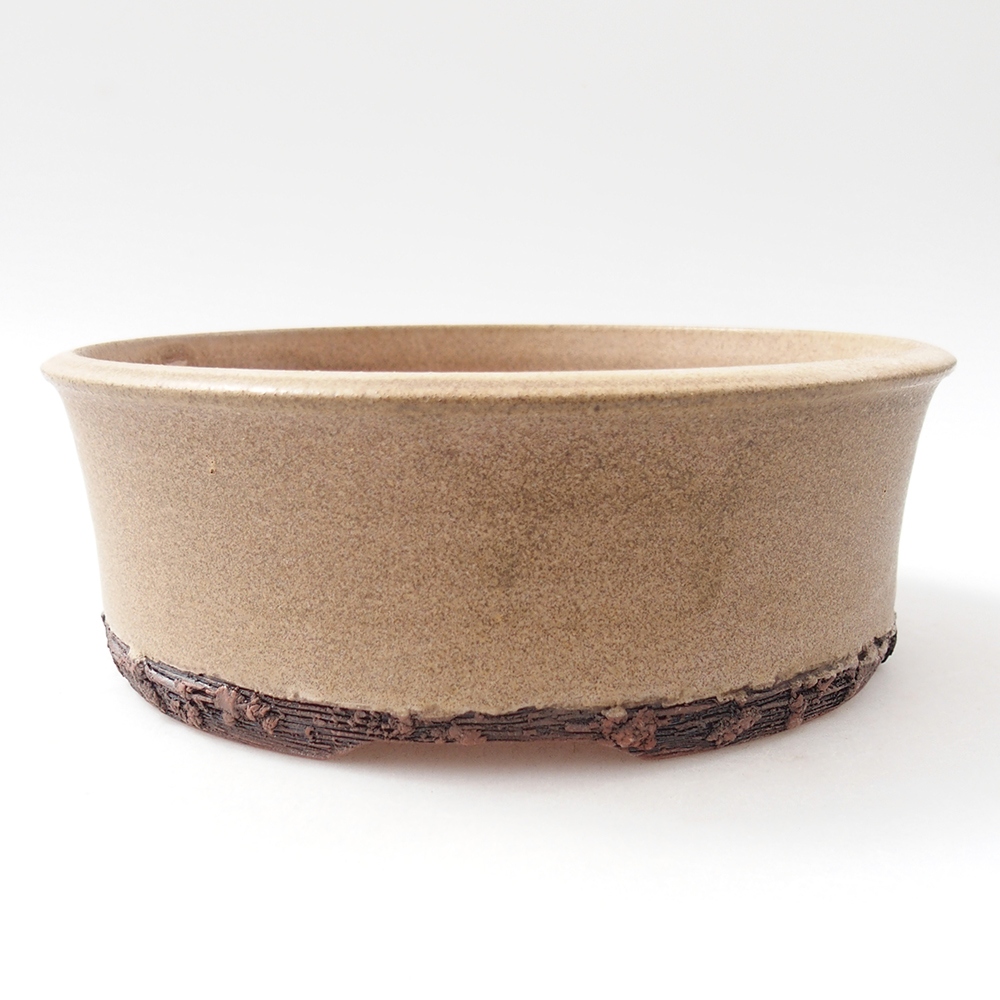 Bonsaischale aus Keramik 17 x 17 x 6 cm, Farbe beige