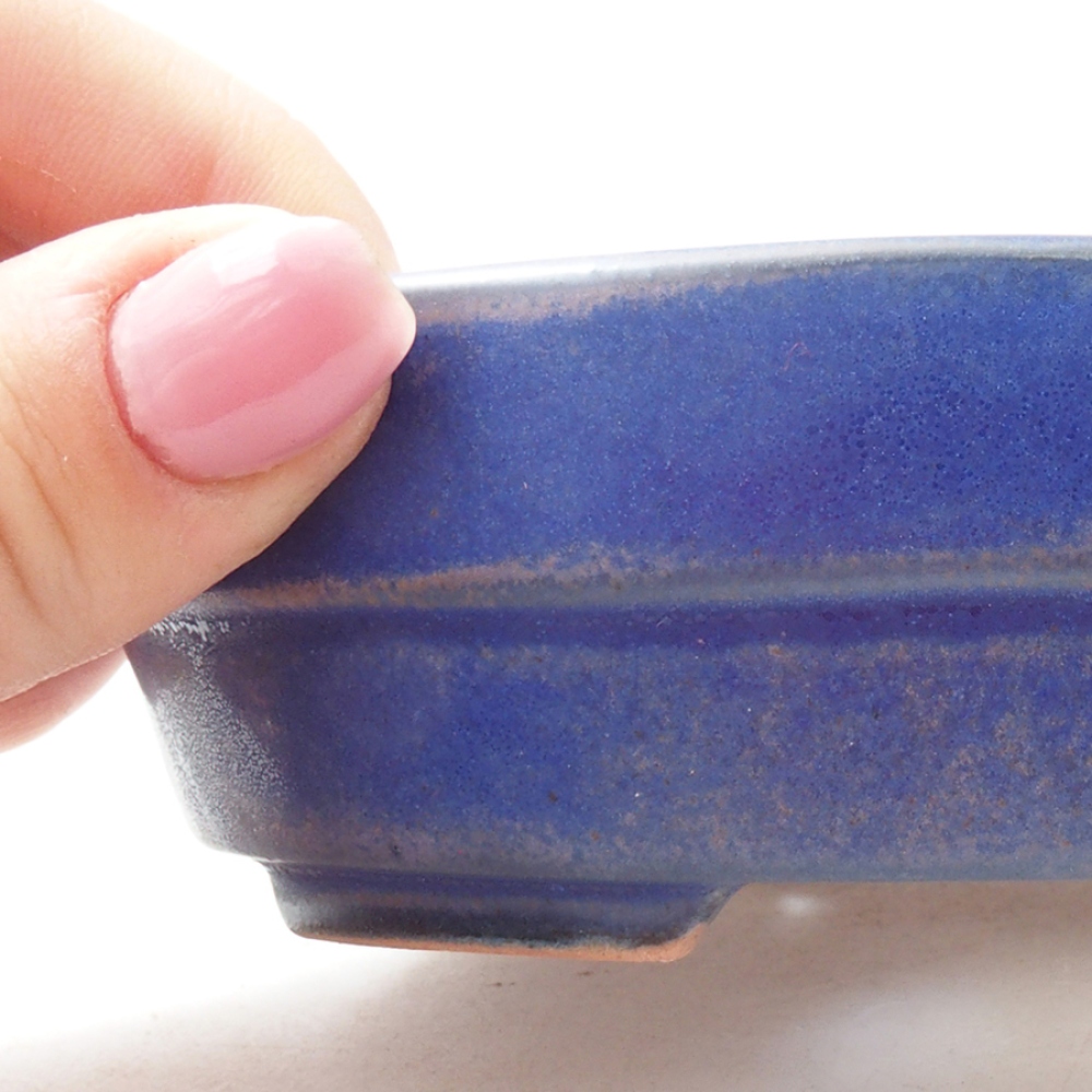 Keramik-Bonsaischale 13,5 x 10,5 x 3,5 cm, Farbe blau