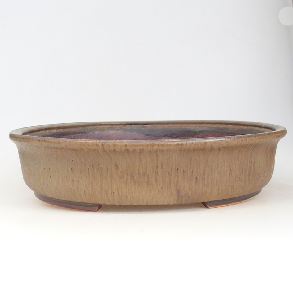 Keramik-Bonsaischale 32,5 x 28,5 x 7 cm, Farbe braun