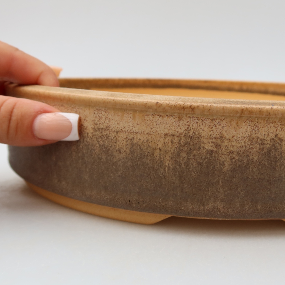 Keramik-Bonsai-Schale, 26,5 x 26,5 x 5,5 cm, Farbe: Braun