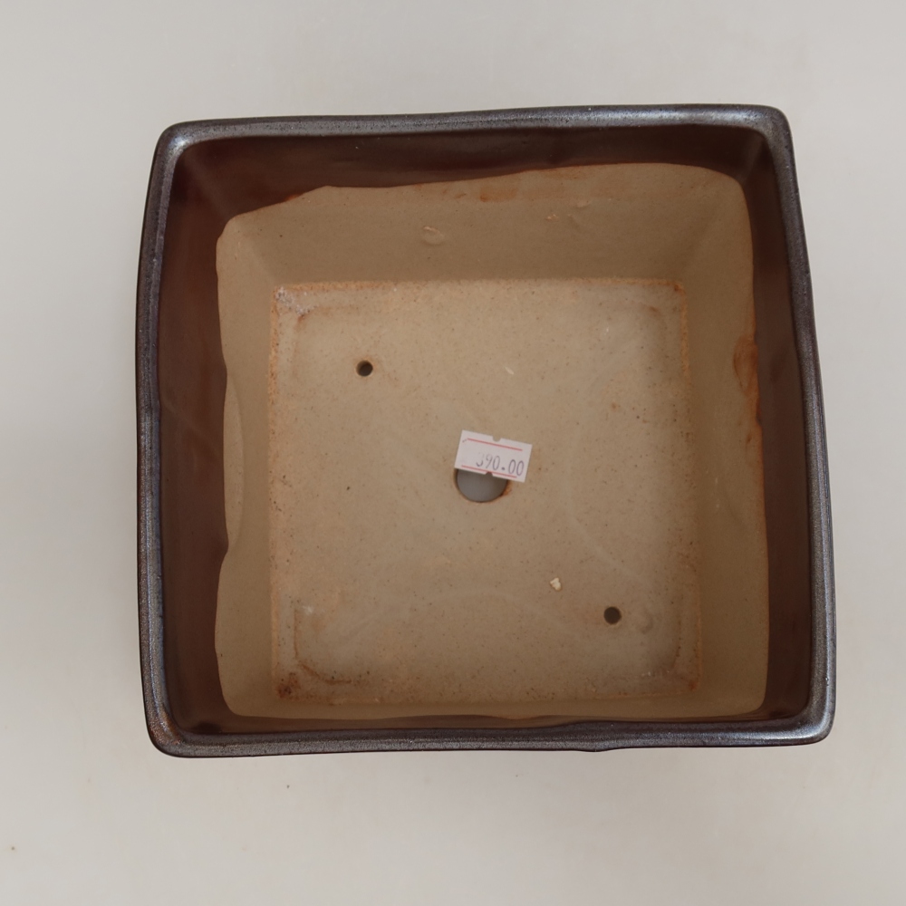 Bonsaischale aus Keramik 15 x 15 x 10,5 cm, metallfarben