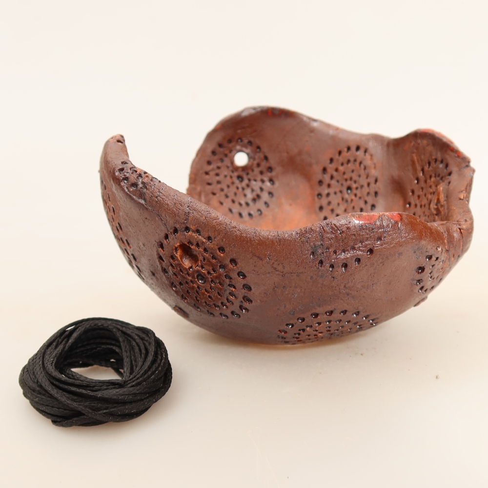 Keramikschale für Kokedama, 10 × 10 × 6,5 cm, Farbe: braun