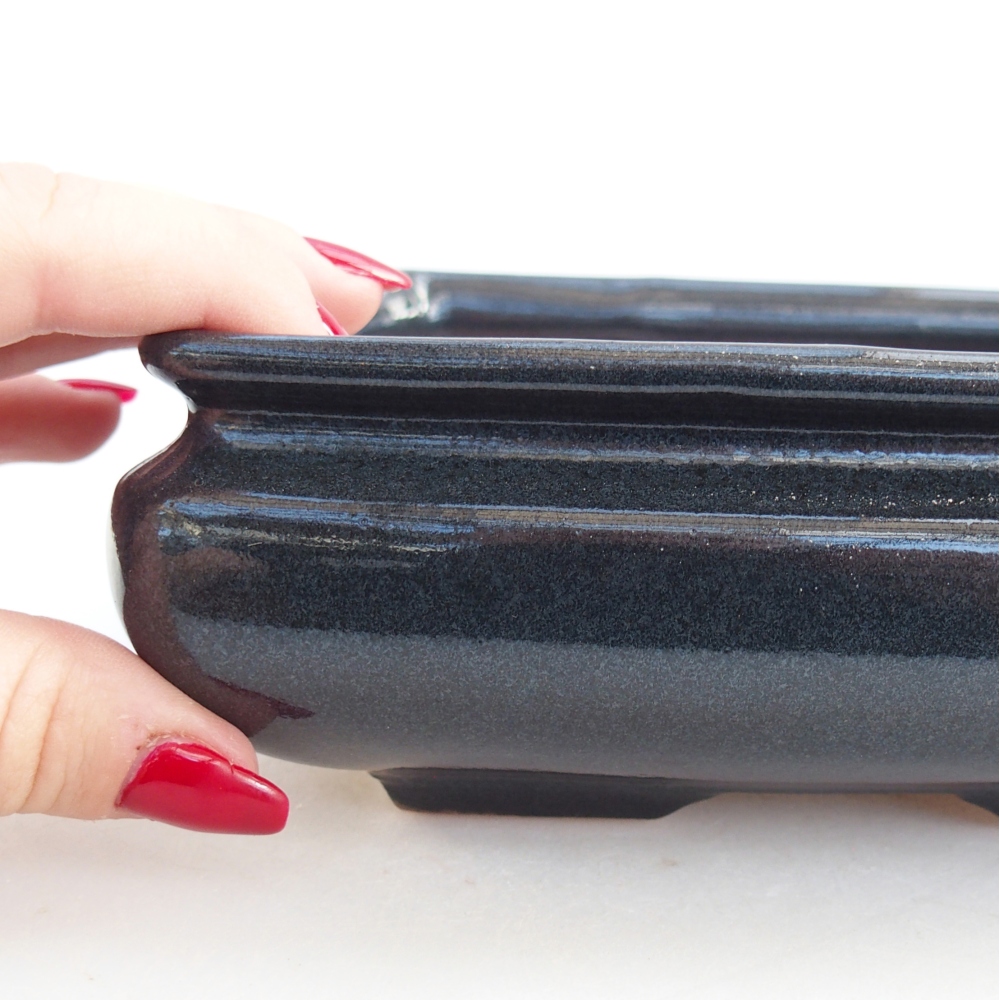 Bonsaischale aus Keramik 15,5 x 15,5 x 6 cm, schwarz