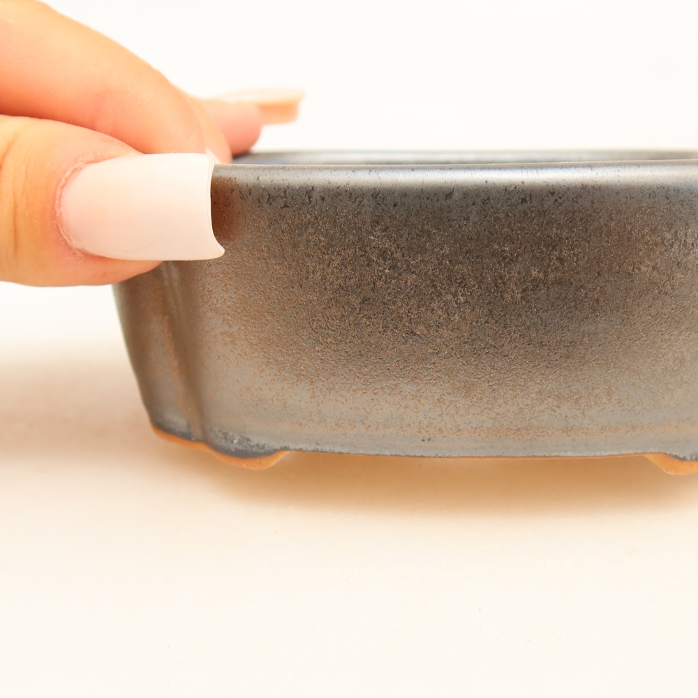 Keramik-Bonsai-Schale 10,5 x 8 x 4 cm, metallfarben