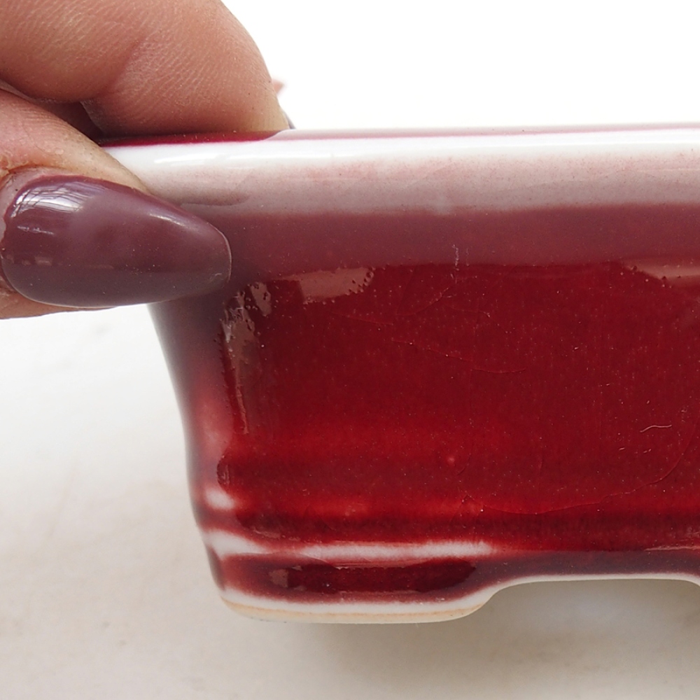 Keramik-Bonsaischale 10 x 7,5 x 4 cm, Farbe Rot