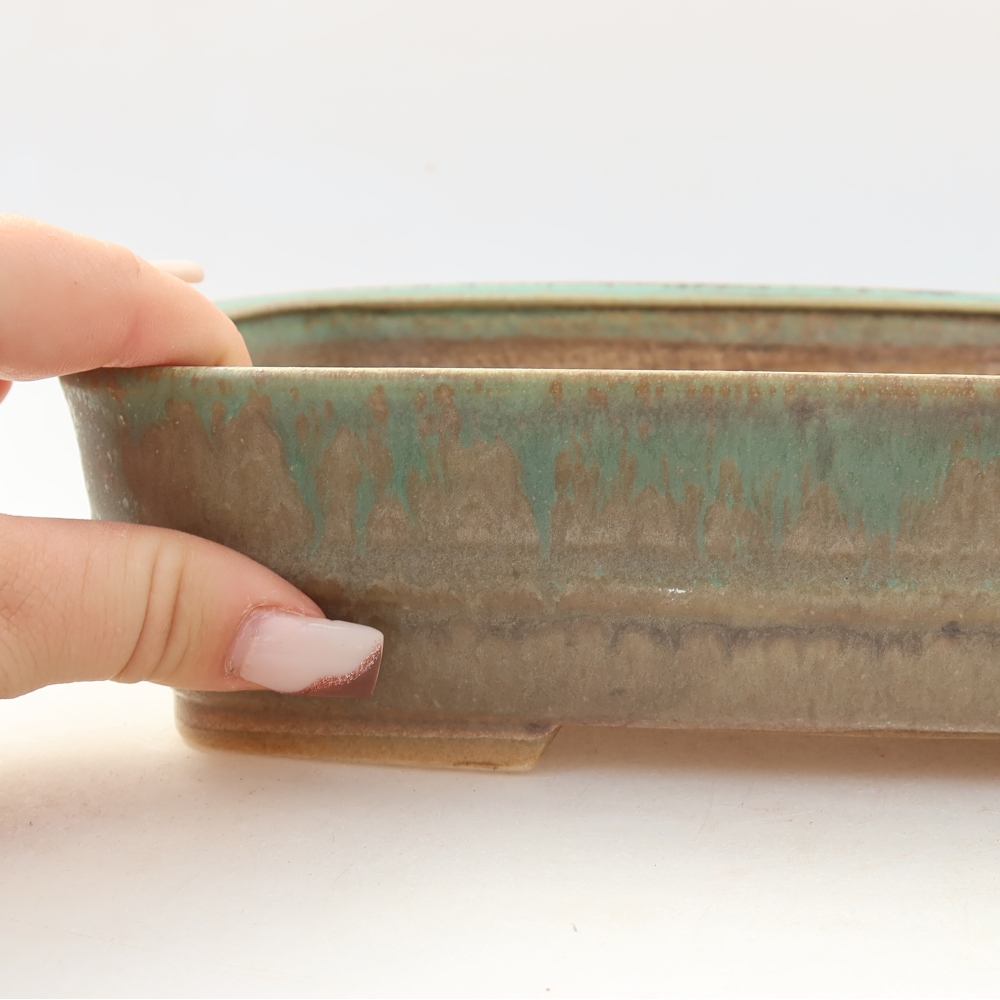 Keramik-Bonsai-Schale 22,5 x 18 x 6 cm, Farbe: grün