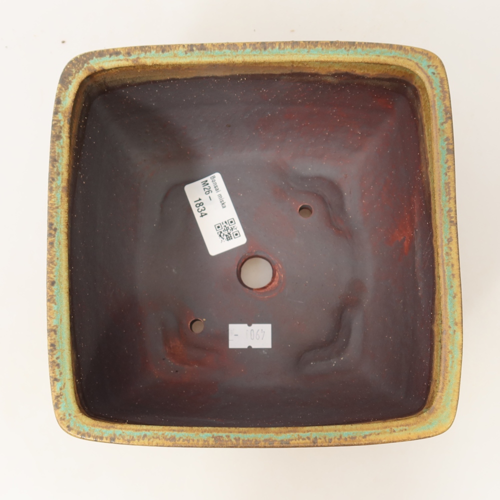 Keramik-Bonsai-Schale 16,5 x 16,5 x 9,5 cm, Farbe: grün