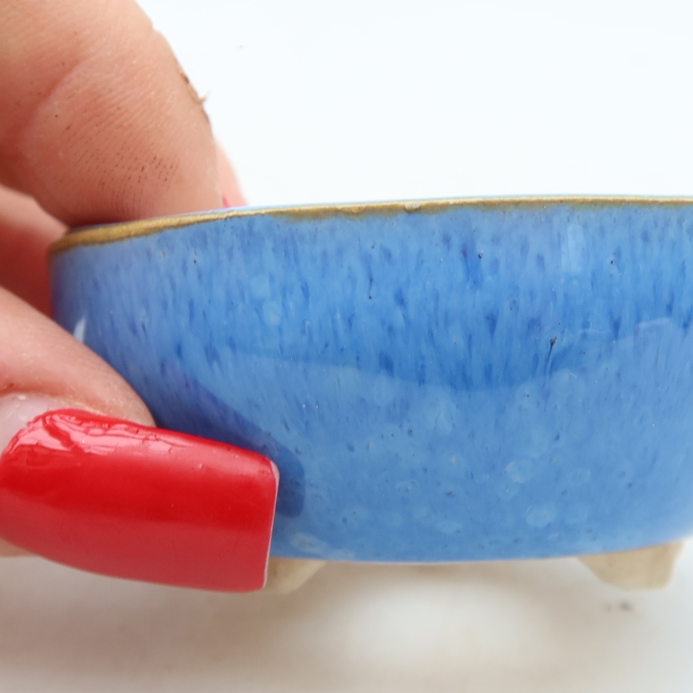 Keramik-Bonsai-Schale, 6 x 6 x 3 cm, Farbe: Blau