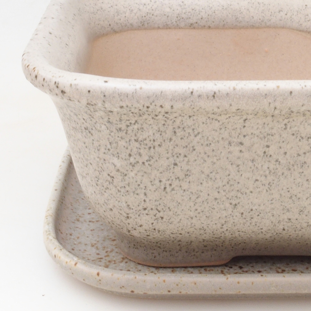Bonsai-Schale + Unterschale H38 – 12 x 10 x 5,5 cm – beige