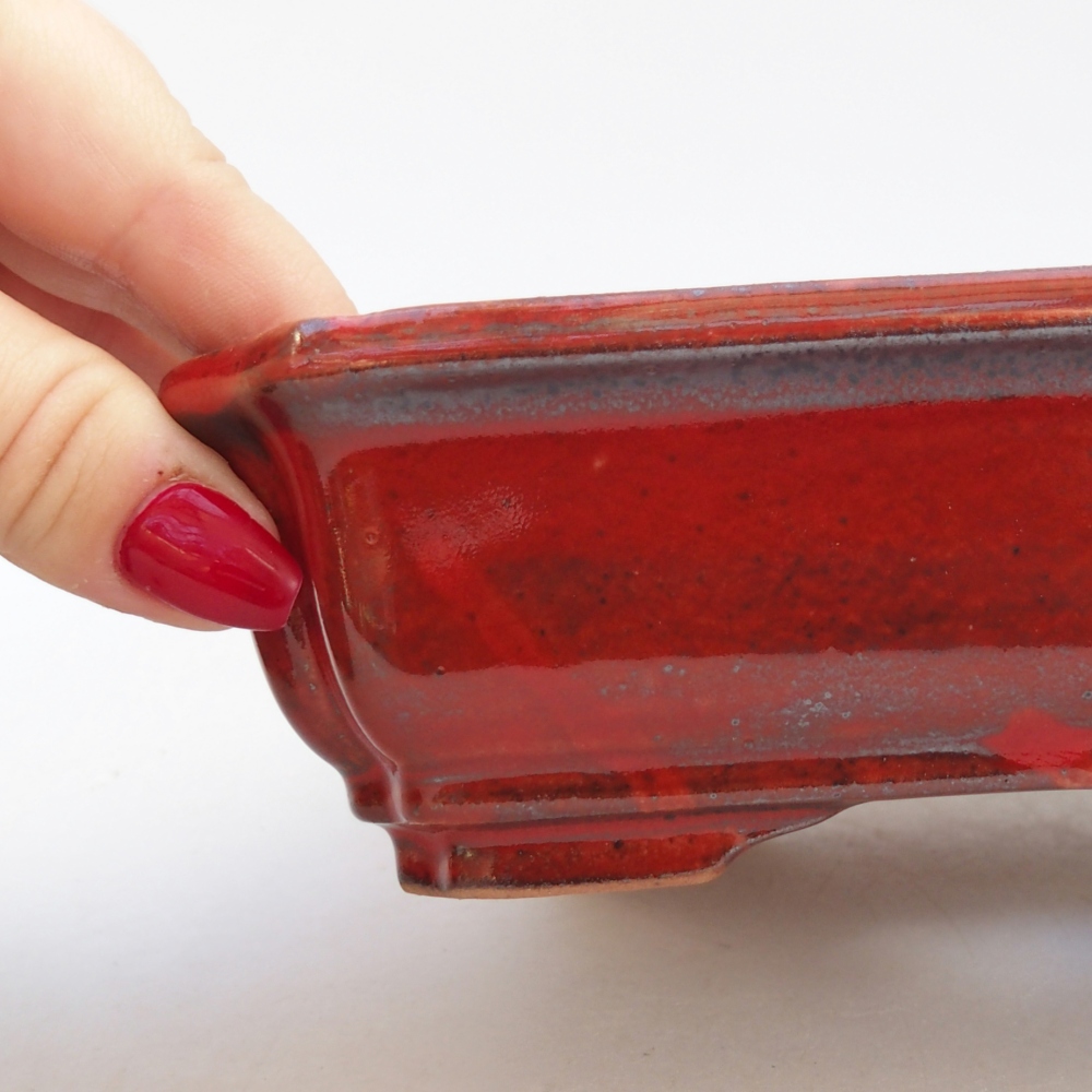 Bonsaischale aus Keramik 18 x 13,5 x 5 cm, Farbe rot
