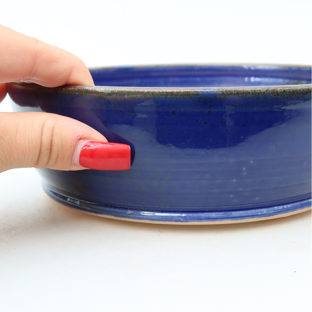Bonsaischale aus Keramik 18 x 18 x 6 cm, Farbe blau