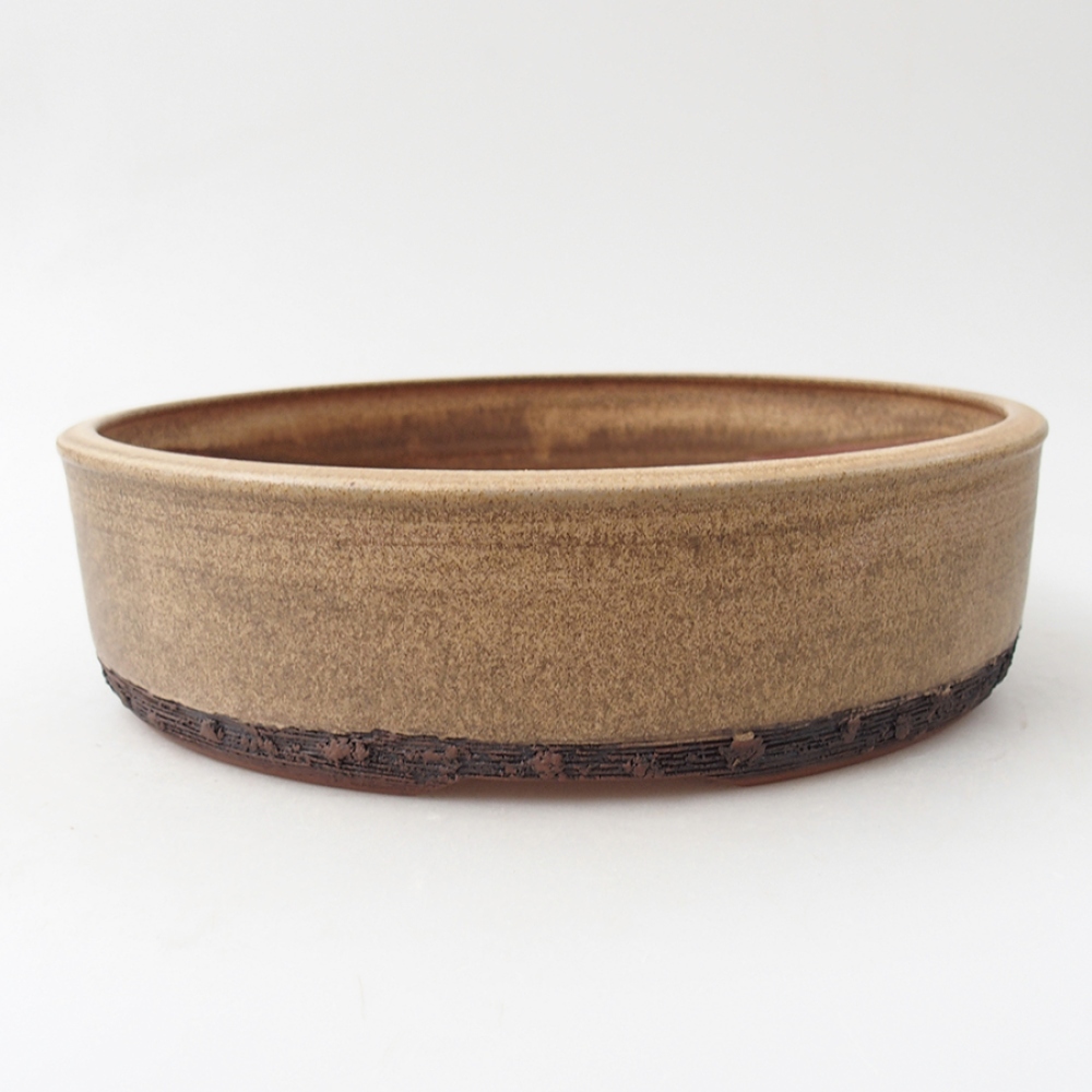Keramik-Bonsaischale 24,5 x 24,5 x 6,5 cm, Farbe beige