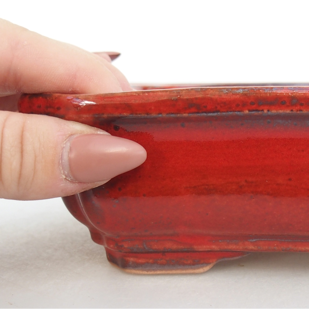 Bonsaischale aus Keramik 18 x 13,5 x 5 cm, Farbe rot