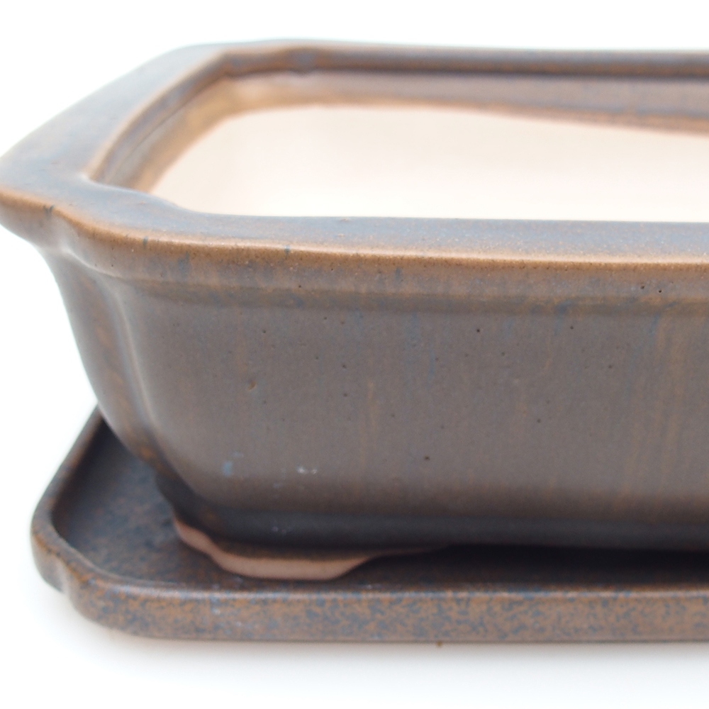 Bonsaischale + Untertasse H20 - 26,5 x 21,5 x 6,5 cm - braun